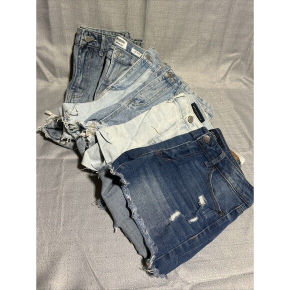 Lot Of 6 Jean Shorts Women Denim Waist spring break chic booty distressed - Picture 1 of 16